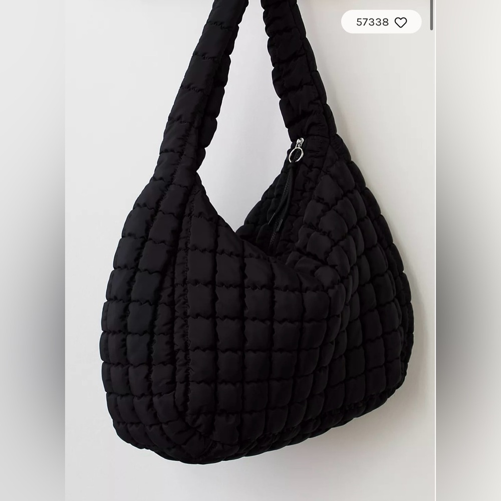 EUC Free People Black Quilted Carryall Bag - Picture 2 of 13